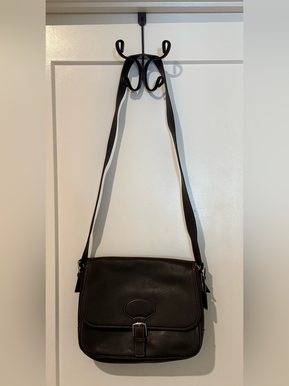 Vintage Coach Hampton Messenger Bag Dark Brown Leather 7750